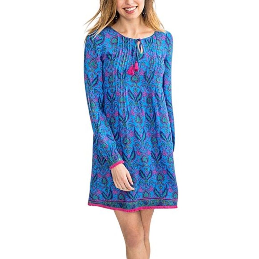 NWT SOUTHERN TIDE Stella Brilliant Blue Paisley Boho Shift Dress SIZE MEDIUM